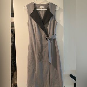 Calvin Klein sleeveless grey wrap dress